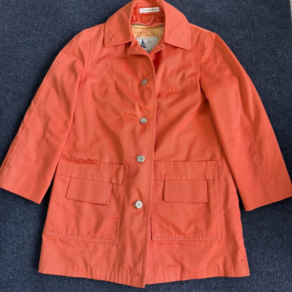 Vintage Misty Harbor Coat Womens Small Orange Twill Rain Any Weather